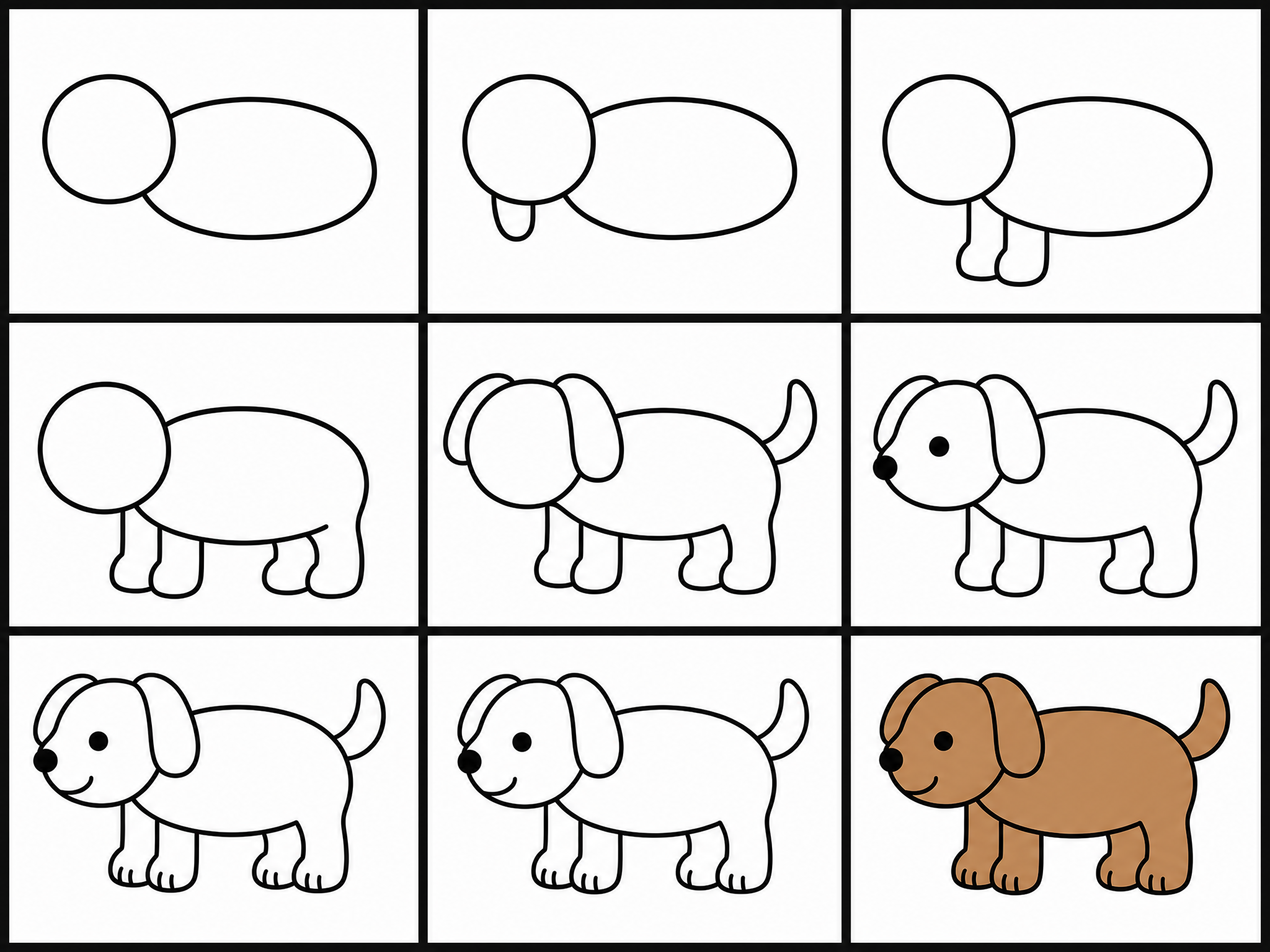 How to draw animals — all 9 steps in one chart