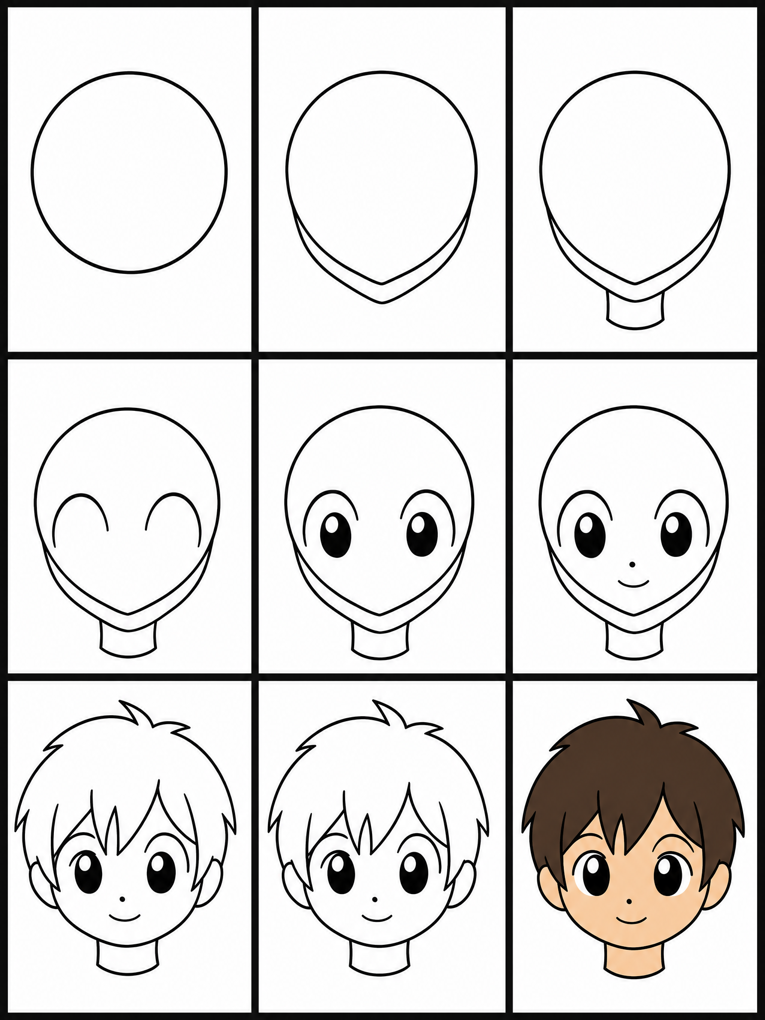 How to draw anime — all 9 steps in one chart