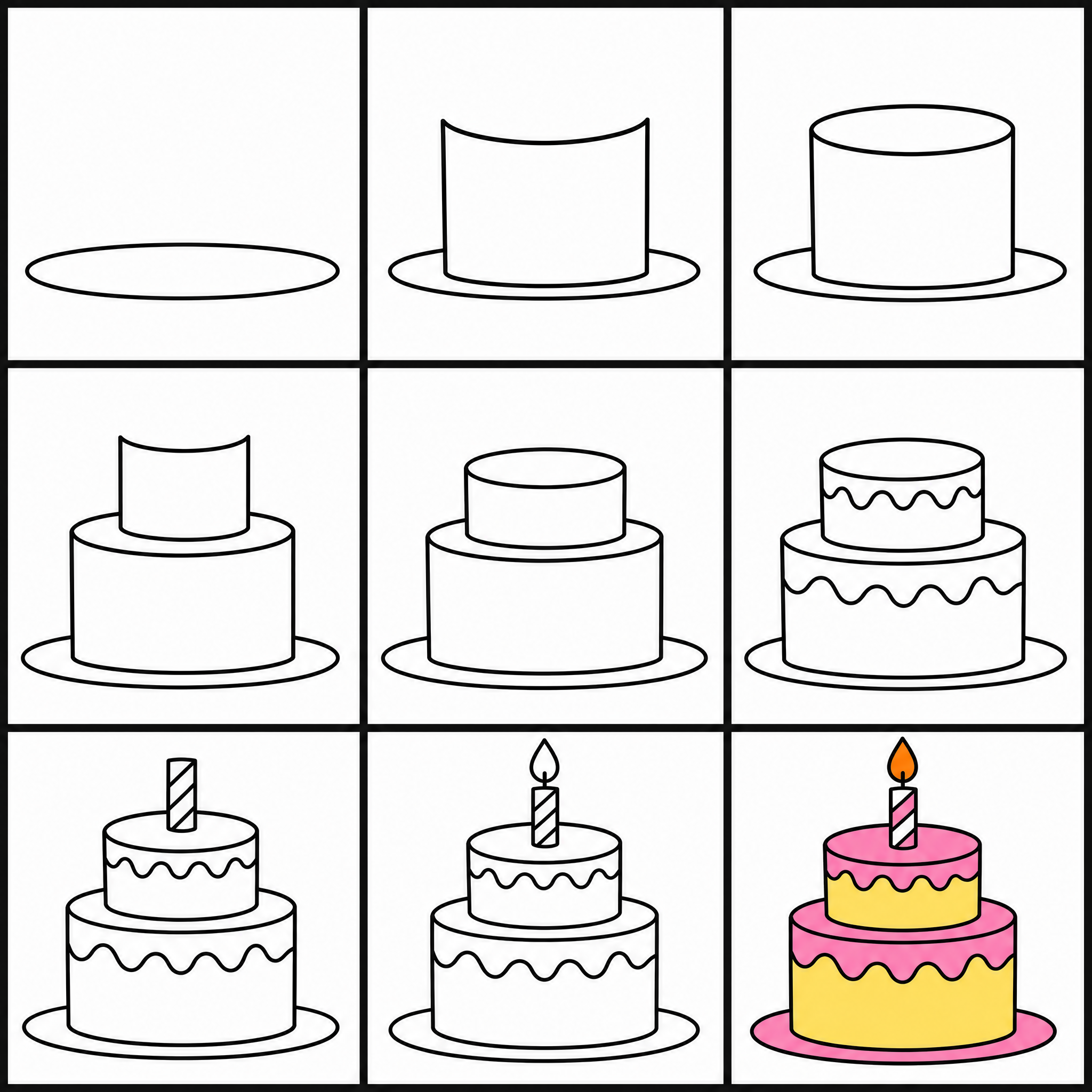 How to draw cake — all 9 steps in one chart