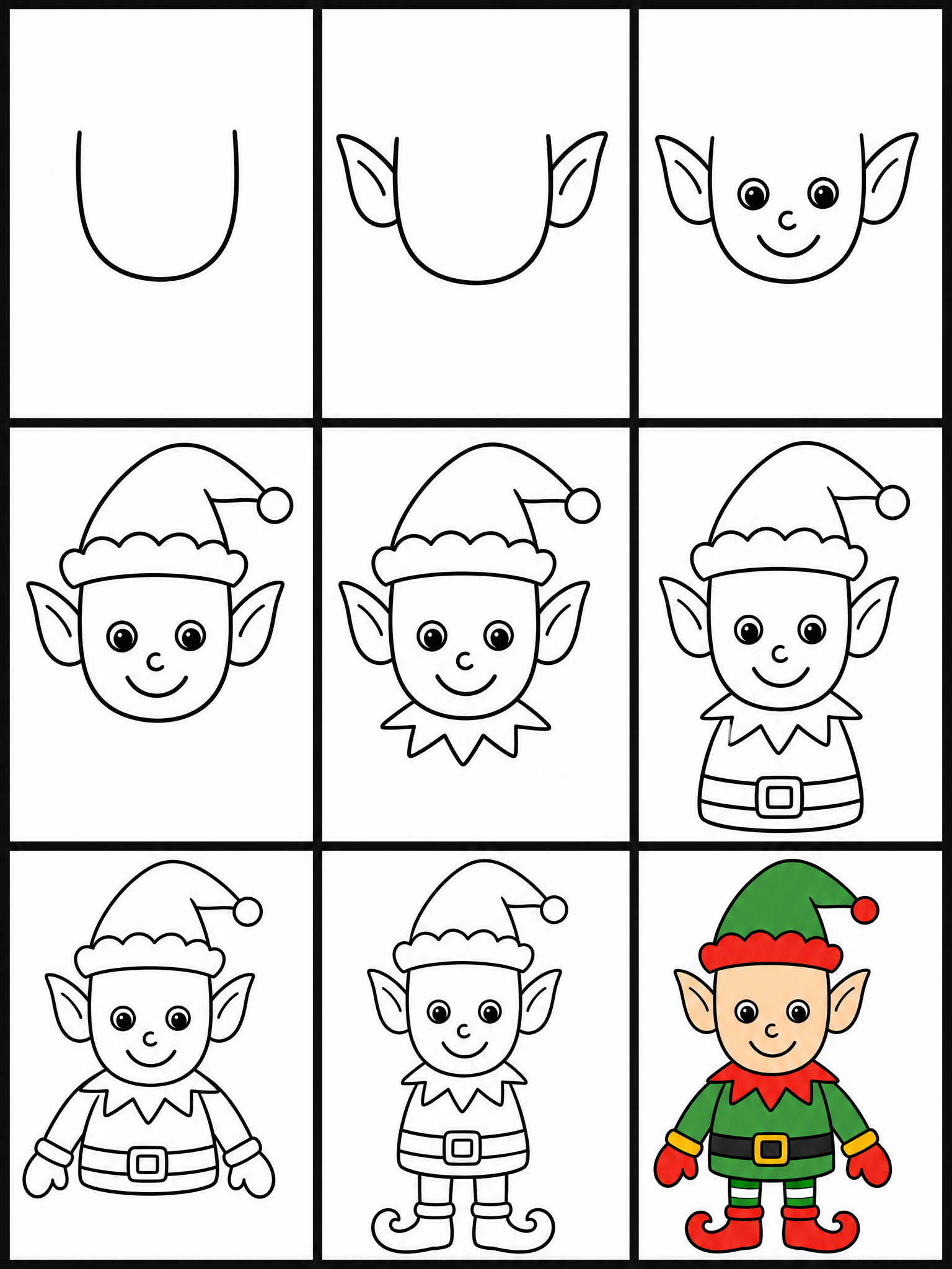 How to draw elf — all 9 steps in one chart