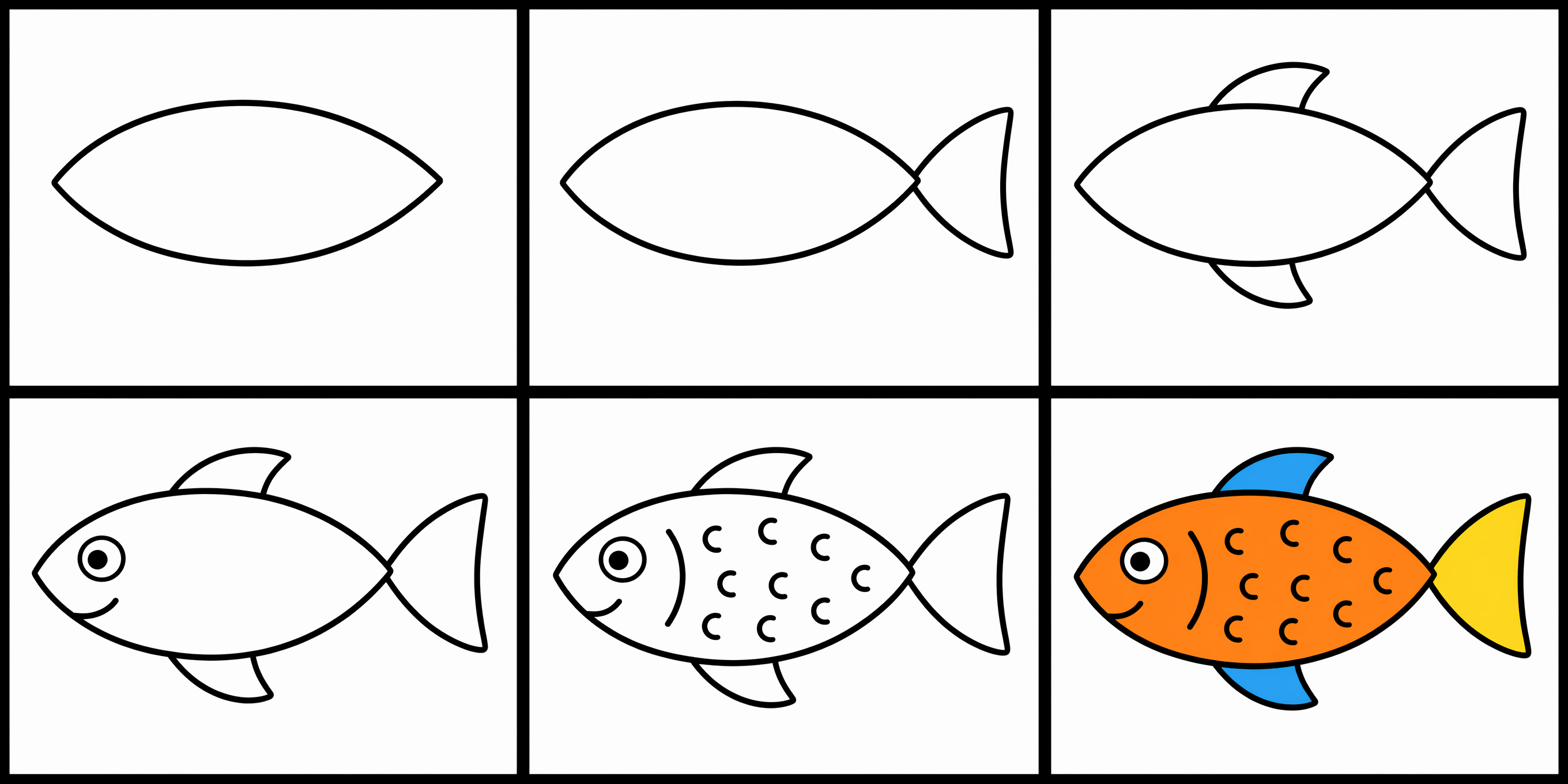 How to draw fish — all 6 steps in one chart