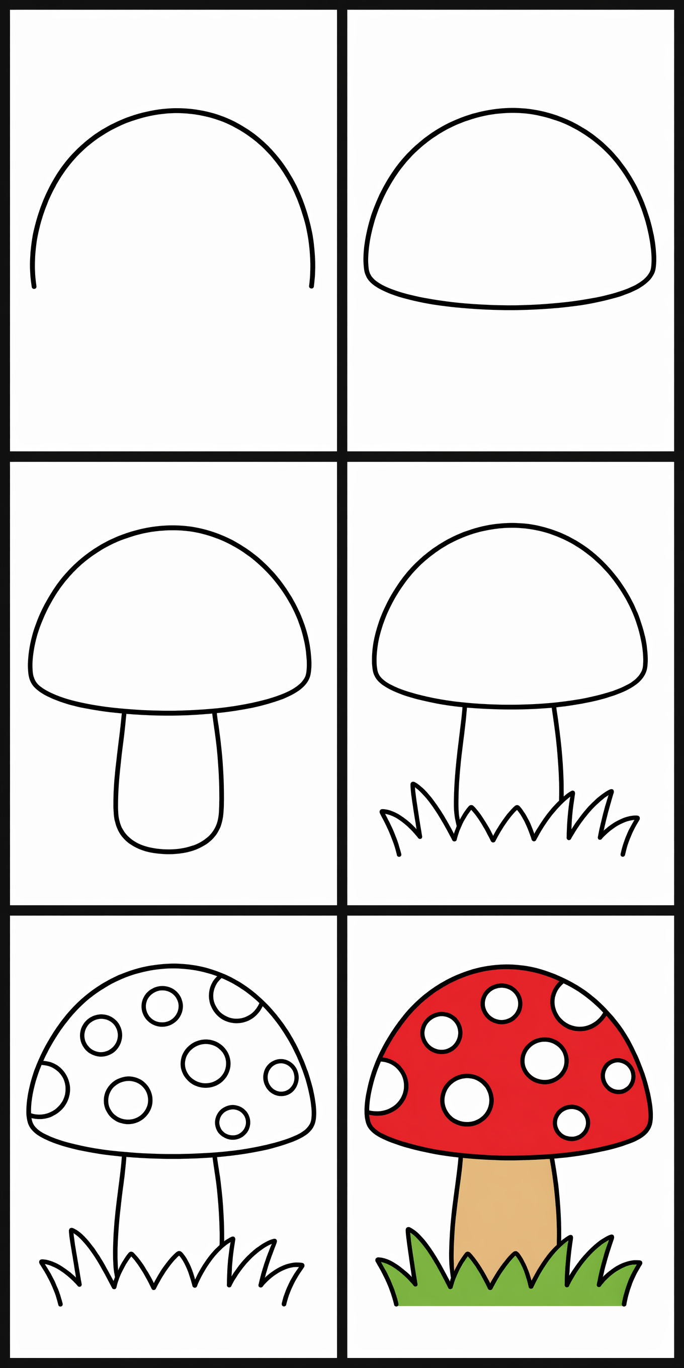 How to draw mushroom — all 6 steps in one chart