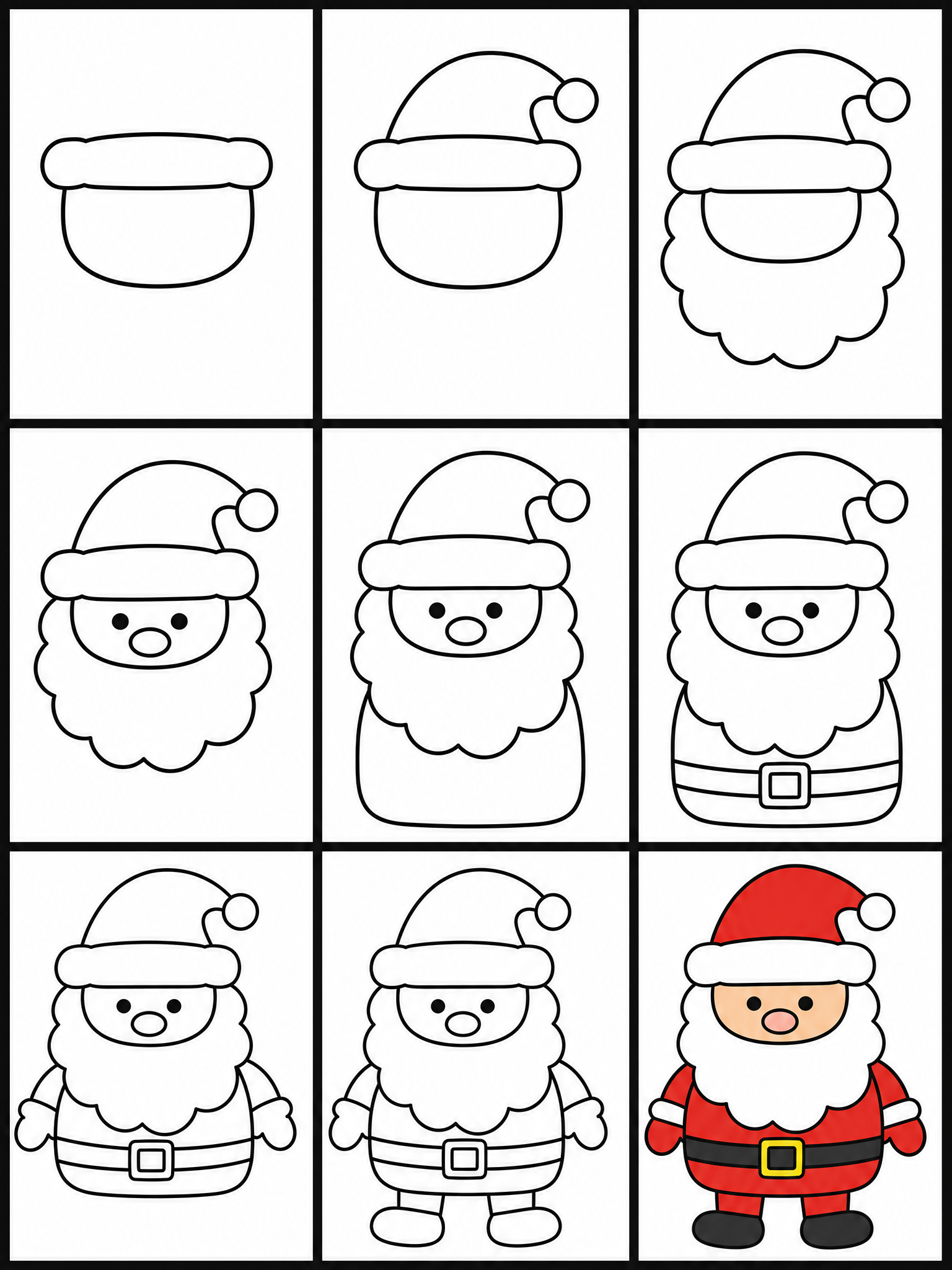 How to draw santa — all 9 steps in one chart