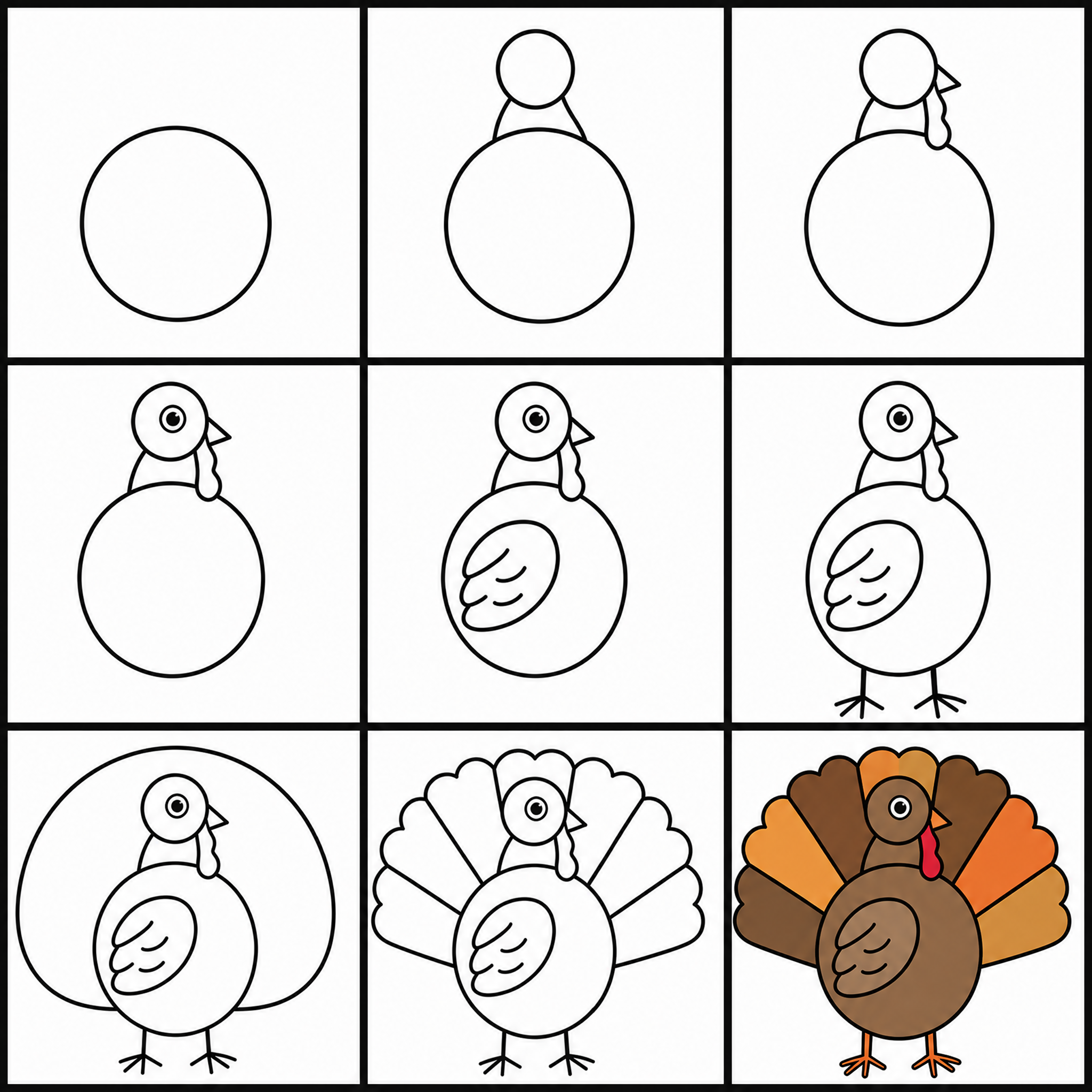How to draw turkey — all 9 steps in one chart